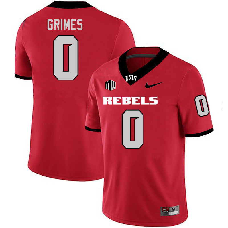 Men #0 Tony Grimes UNLV Rebels College Football Jerseys Stitched-Scarlet